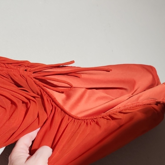 Share Privy Dress Medium Ruched Rust Sleeveless Midi Dress Adjustable Drawstring - Picture 4 of 8